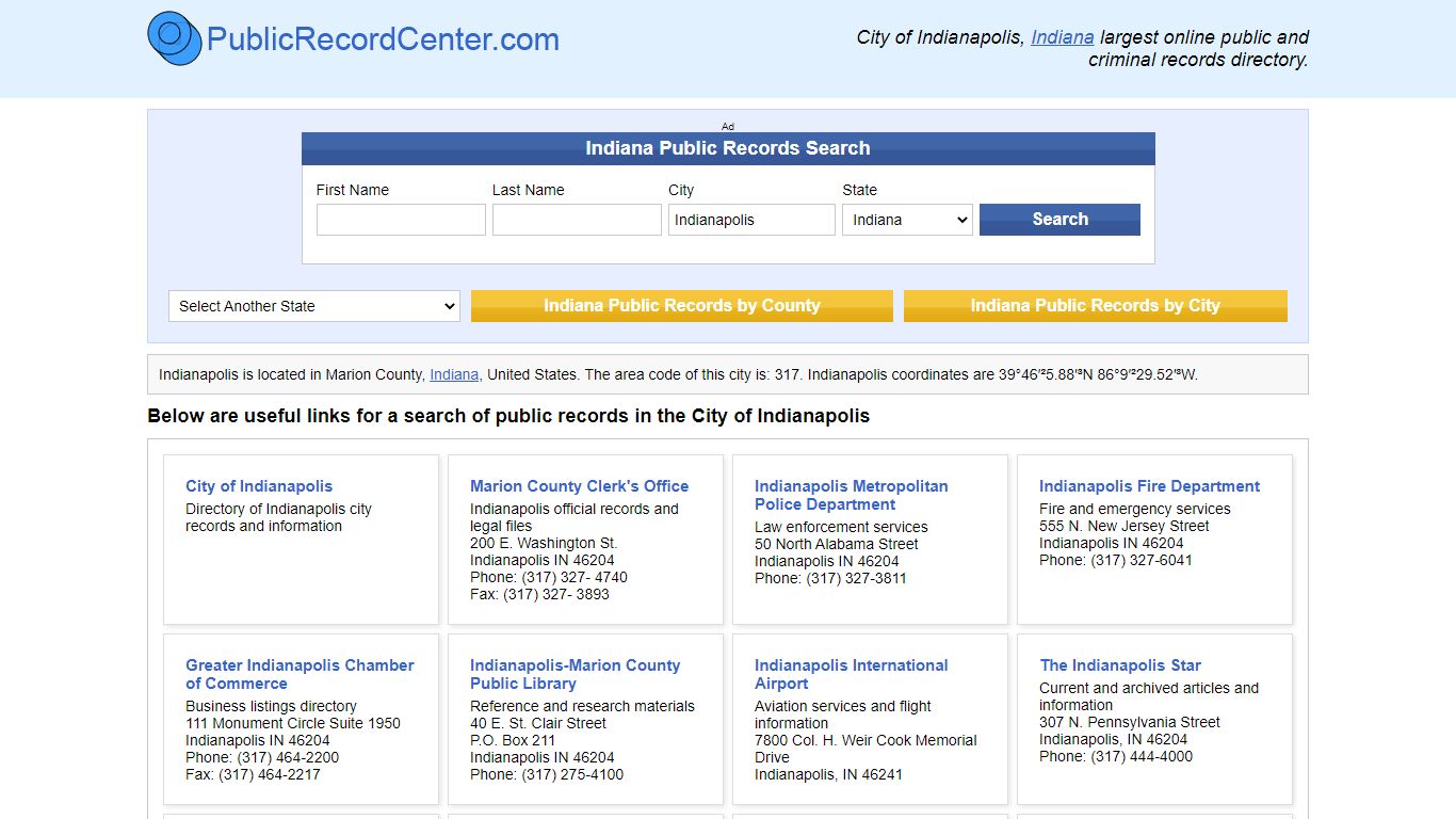 Indianapolis, Indiana Public Records and Criminal ...